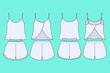 © MdAmirul - Women's Sleeveless Camisole Top and Shorts PJ Bundle Set Fashion Flat Sketch Technical Front and Back Views.