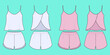 © MdAmirul - Women's Nightwear PJ Colorway Set Two Piece Fashion Flat Sketch CAD Mockup.