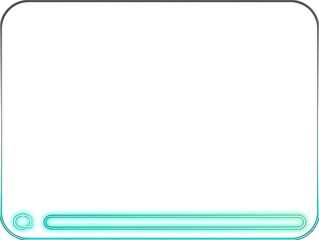 Empty, light teal-outlined, rectangular display