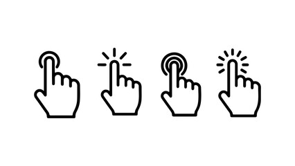 Hand click icons set with transparent background
