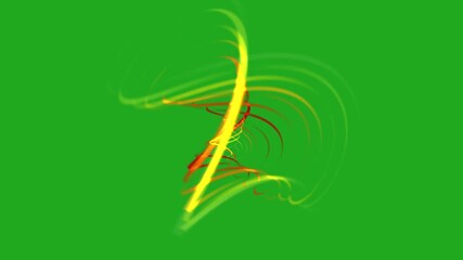 Wall Mural - A bright, swirling light trail of red, yellow, and orange on a solid green chroma background.