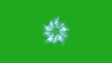 Wall Mural - glowing, abstract light shape with swirling, lightning-like patterns on a green screen background.