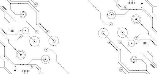 Wall Mural - Technology line drawing. Simple line drawing background. Many lines resemble a microchip. Simple drawing with only two colors, black and white.