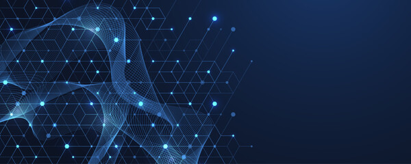 Wall Mural - Abstract digital blockchain cube blocks concept. 3D big data cubes quantum computer technology idea. Artificial intelligence data core cubes design element