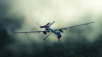 Wall Mural - a military plane flying through a cloudy sky with clouds and blue sky visible