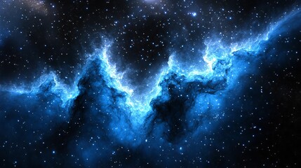 Wall Mural - breathtaking cosmic vista showcasing a vibrant blue nebula surrounded by countless twinkling stars