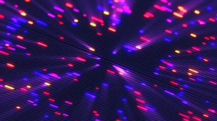 Wall Mural - abstract digital explosion of multicolored neon light particles with a dynamic burst effect on a dar