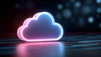 Wall Mural - glowing cloud neon light digital background with futuristic technology data storage cyber concept, b