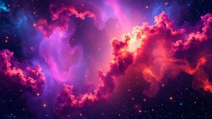 cosmic nebula abstract border with colorful star clouds and shapes, center for text