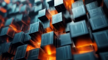 Abstract Cubes with Glowing Edges.