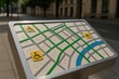 © Marina Dubin - A tactile map with Braille and accessibility icons guides individuals through an urban environment, promoting inclusive city navigation.