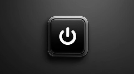 Power Button Icon on the Black background: A clean, minimalist power button icon on a modern interface. A seamless visual representation of switching a device on or off. 