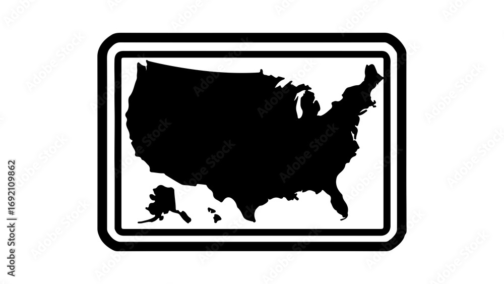 United States map outline in black with transparent background Stock ...