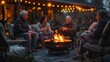 © tanawatbig - Cozy Evening Gathering Around Fire Pit with Friends and Family