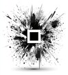 © Hiram - Abstract black and white graphic with splatter effect and square