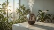 © Taisiia - Air humidifier in a modern room with indoor flowers