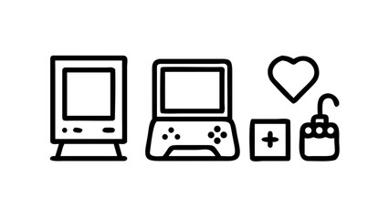 Retro gaming console icon set vector illustration for game design and development use