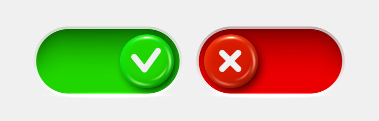 Wall Mural - on and off toggle switch buttons. material design switch set.
