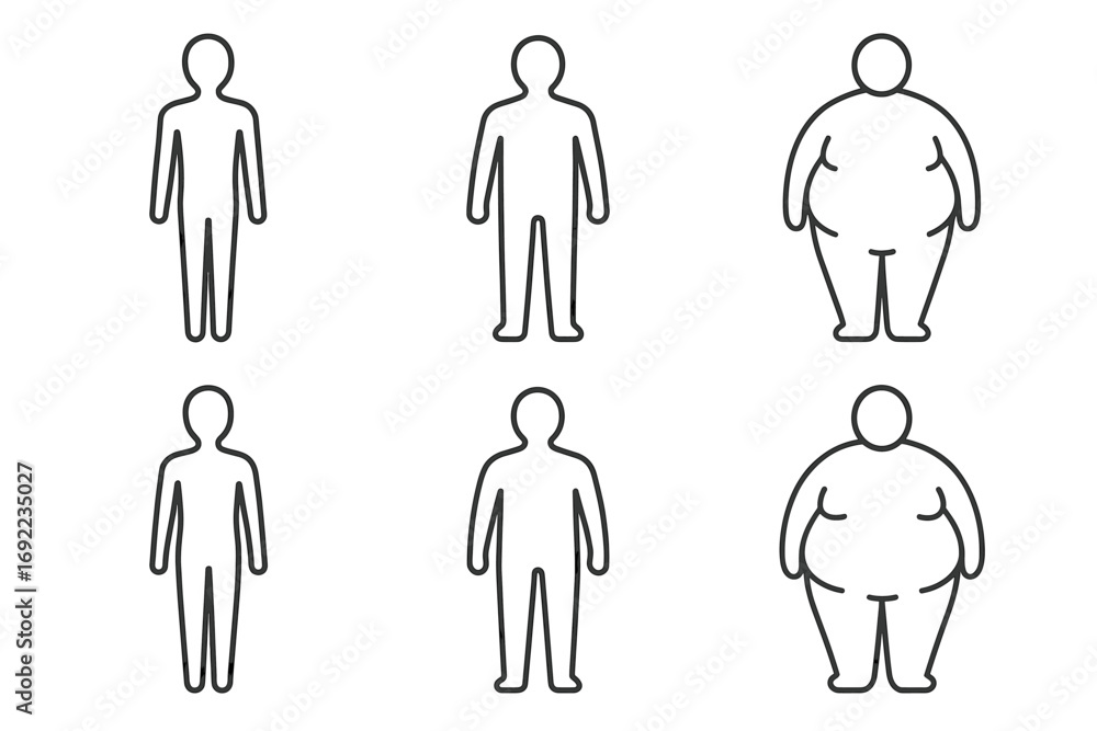 Weight Shape File Human body weight variations: outline illustrations of different sizes ...