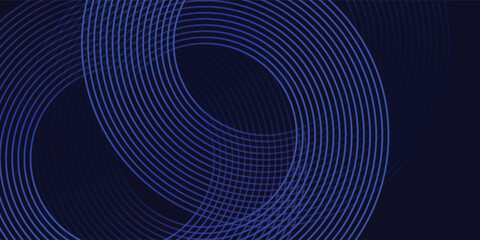 Wall Mural - abstract blue glowing geometric lines on dark blue background. modern shiny blue circle lines patter