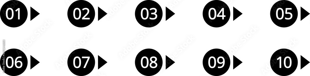 Bullet point icons with numbers. Color points for infographic. Markers ...