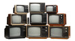 © Velox Studio - Collection of Vintage Retro CRT Televisions and Monitors, Retro Technology Stack. retro tv monitor frame, analog screen, old school design. Clipping path.