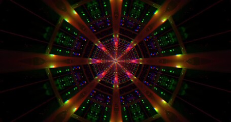 Wall Mural - dynamic neon lights travel through a spiraling tunnel in an endless loop, creating a mesmerizing vis