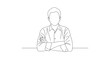 © muawiya - Outline drawing of man with arms crossed vector illustration business professional confident pose design 100 on transparent background
