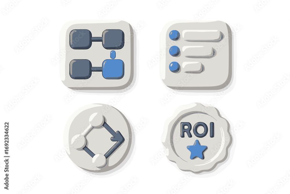 Vector de Stock Business management and financial analysis icons ...