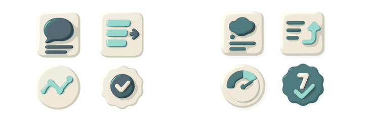Modern collection of essential digital interface icons featuring a soft three-dimensional aesthetic for web and app development projects