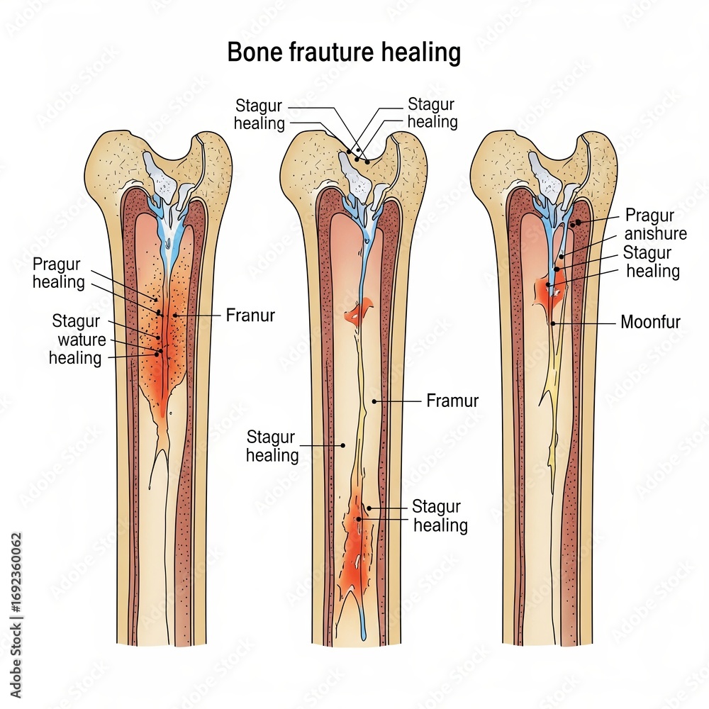 Scientific diagram illustrating the stages of bone fracture healing ...
