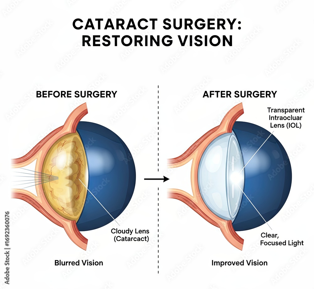Scientific Diagram Illustrating Cataract Surgery Shows A Cloudy Scientific Diagram Illustrating Cataract Surgery Shows A Cloudy