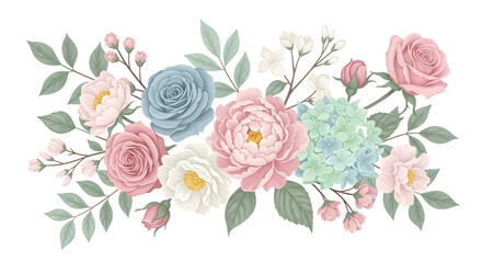  Floral Arrangement with Pastel Flowers for Decorative Design
