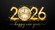 © MdLutfur - A festive 2026 new years eve celebration design featuring a golden clock and sparkling confetti, isolated on white background