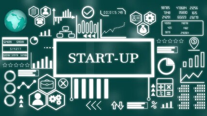 START-UP business concept. Network connections, futuristic technology START-UP concept. Technology, Internet and network concept animation technology background 4k video