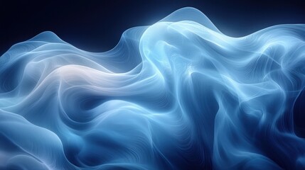 Wall Mural - Abstract blue glowing wave background.