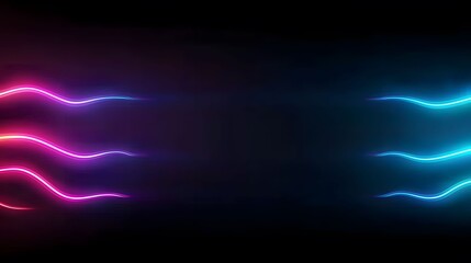 Wall Mural - a dark backdrop featuring vibrant neon waves that transition from pink and purple to blue and cyan, 