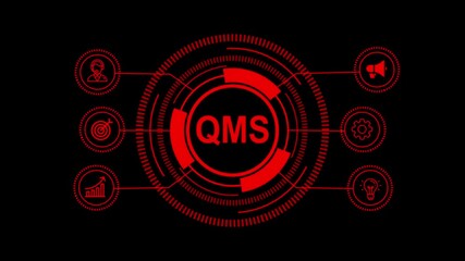 Futuristic Digital Technology Interface with Glowing Red Fintech and Internet Icons on Dark Background – Innovation, Trends, and Modern Business Solutions