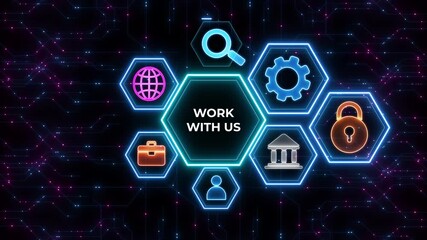 WORK WITH US. Business, Technology, Internet and network concept.