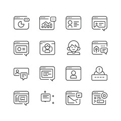 bundle of 12 hand-drawn dashboard and user interface icons for web and app design silhouette vector 
