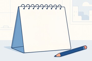 Blank desk calendar mockup with pencil on light background for creative layout and clean design presentation concept in soft colors. Ai generative