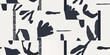 © MURRIRA - Minimal leaves and shapes abstract pattern. Collage contemporary unique print. Fashionable template for design.