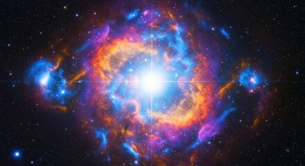 Wall Mural - Vibrant Cosmic Nebula Explosion with Glowing Stellar Gas Clouds.