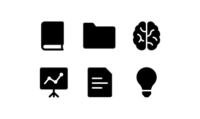 Minimalist icons set: education, technology, and innovation symbols