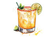 © TareqHossain - Spicy Margarita Watercolor Illustration on Transparent Background. Watercolor Cocktail Art of Spicy Margarita Isolated PNG.