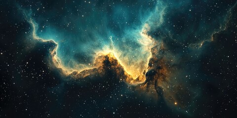 A luminous nebula cloud glowing in space with a dark stellar backdrop