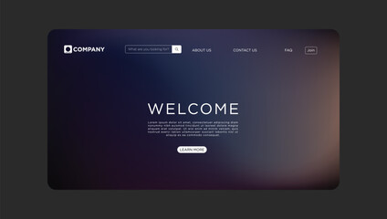 Modern website welcome page design with elegant gradient background and user-friendly interface
