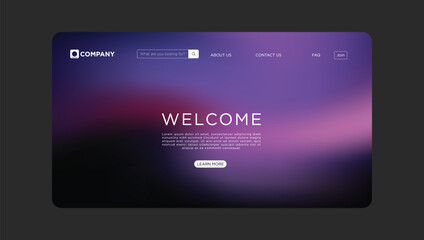 Modern website welcome page design with elegant gradient background and call to action