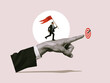 © svetazi - A man with a flag in his hand confidently runs towards his goal.