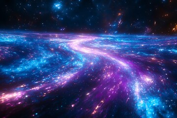 Wall Mural - A vibrant cosmic river flowing through a starlit expanse of space